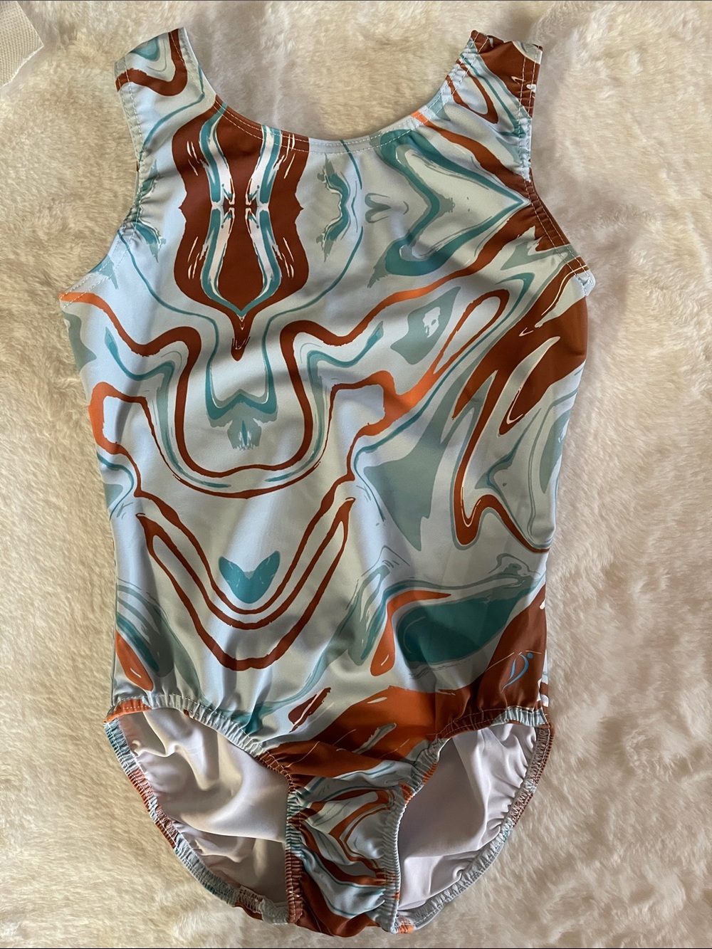 Dancina Marble-Print One-Piece Leotard - Blue & Brown SZ 10